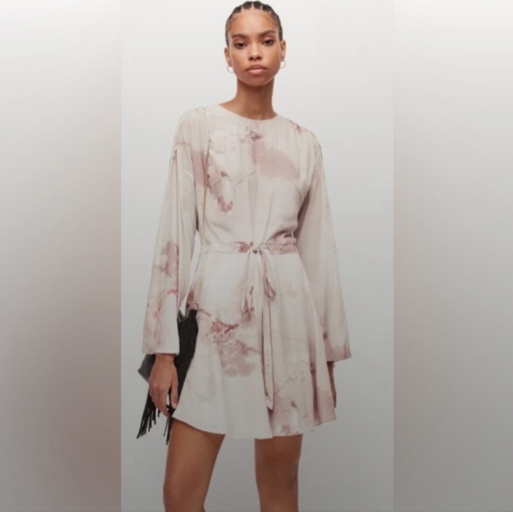 All Saints Cassandra Ume Petal Pink Dress Long Sleeve Size 4 - Picture 1 of 16